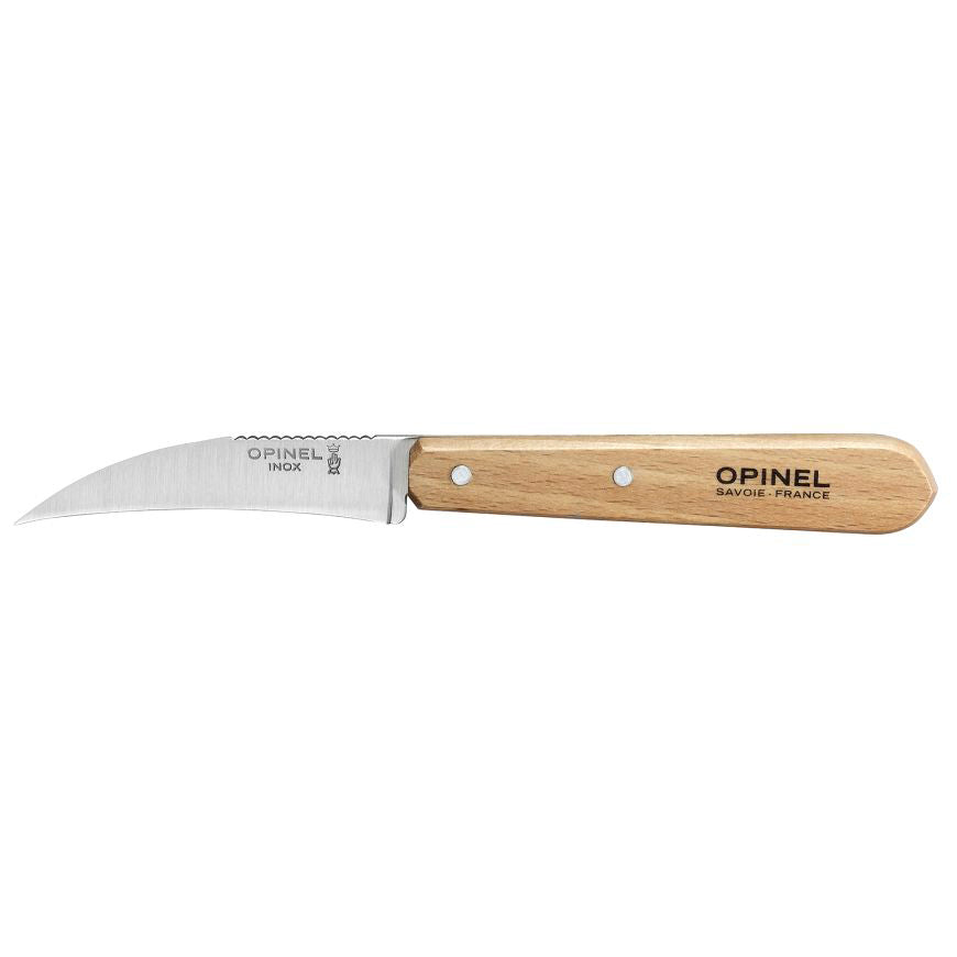 Opinel Gemüsemesser Nr. 114 Natural – Rostfreier Sandvik-Stahl, Gebogene Klinge, Klassisches Design