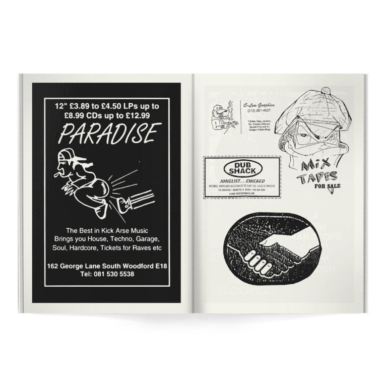 Fichier n°1 – Annonces de magasins de disques et éphémères papier des fanzines Rave du début des années 90
