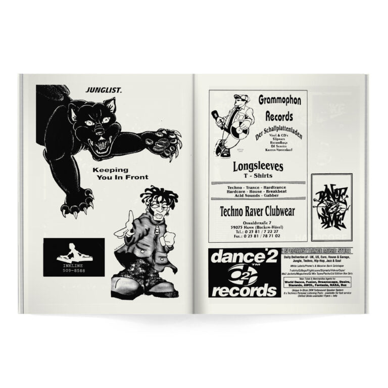 Fichier n°1 – Annonces de magasins de disques et éphémères papier des fanzines Rave du début des années 90