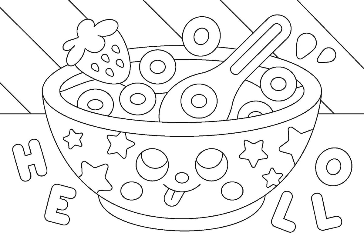 Libro para colorear Kitchen Kawaii Postcard