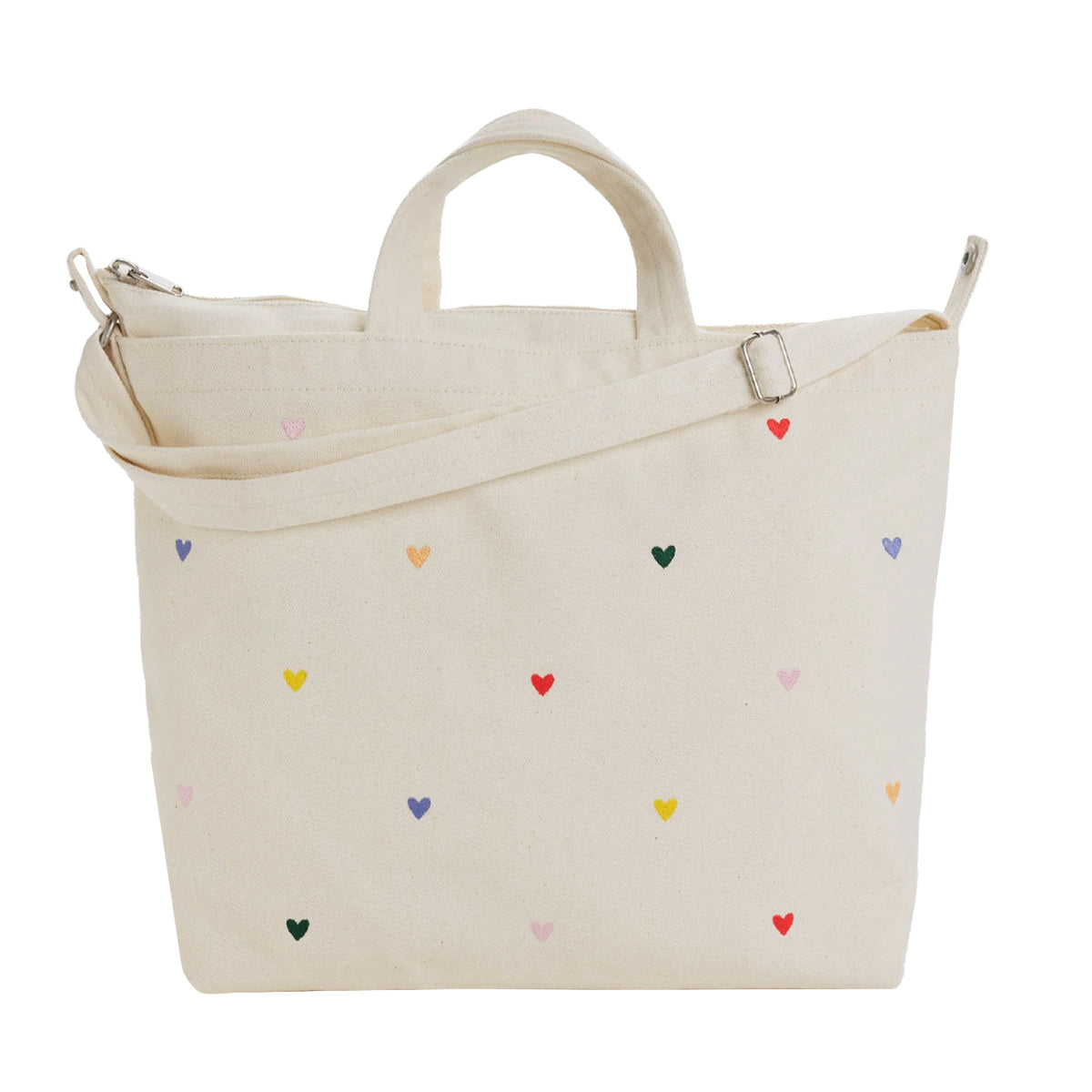 Horizontal Zip Duck Bag BAGGU - Embroidered Hearts