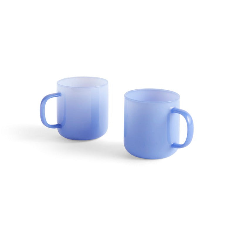 Borosilicate mug set of 2 blue