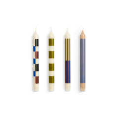 Velas Pattern Set de 4 - Off white, army and blue