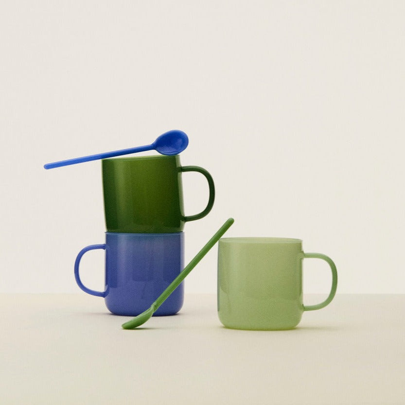 Borosilicate mug set of 2 blue