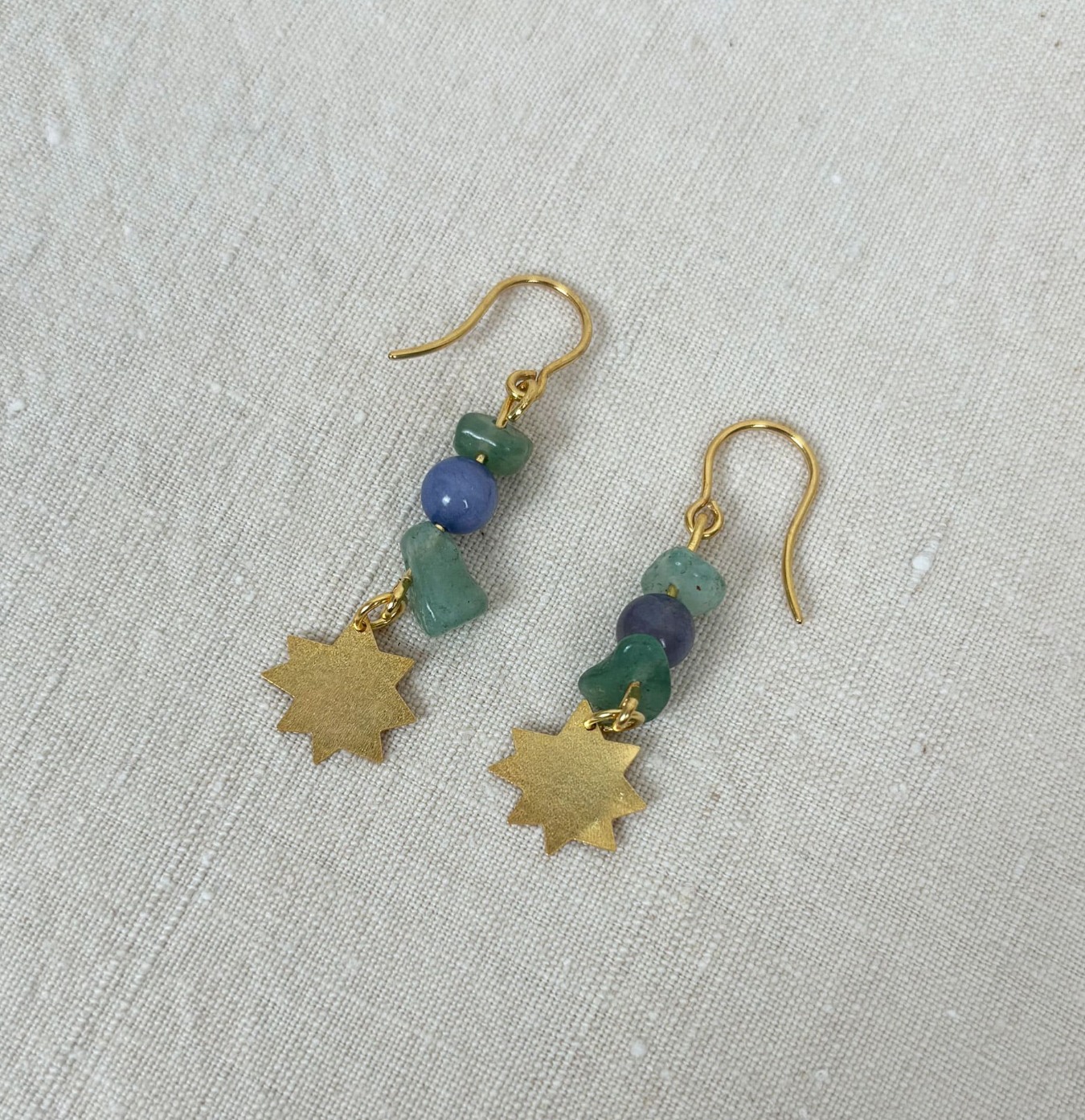 Après Ski Earrings - Estrella in green &amp; blue stones 