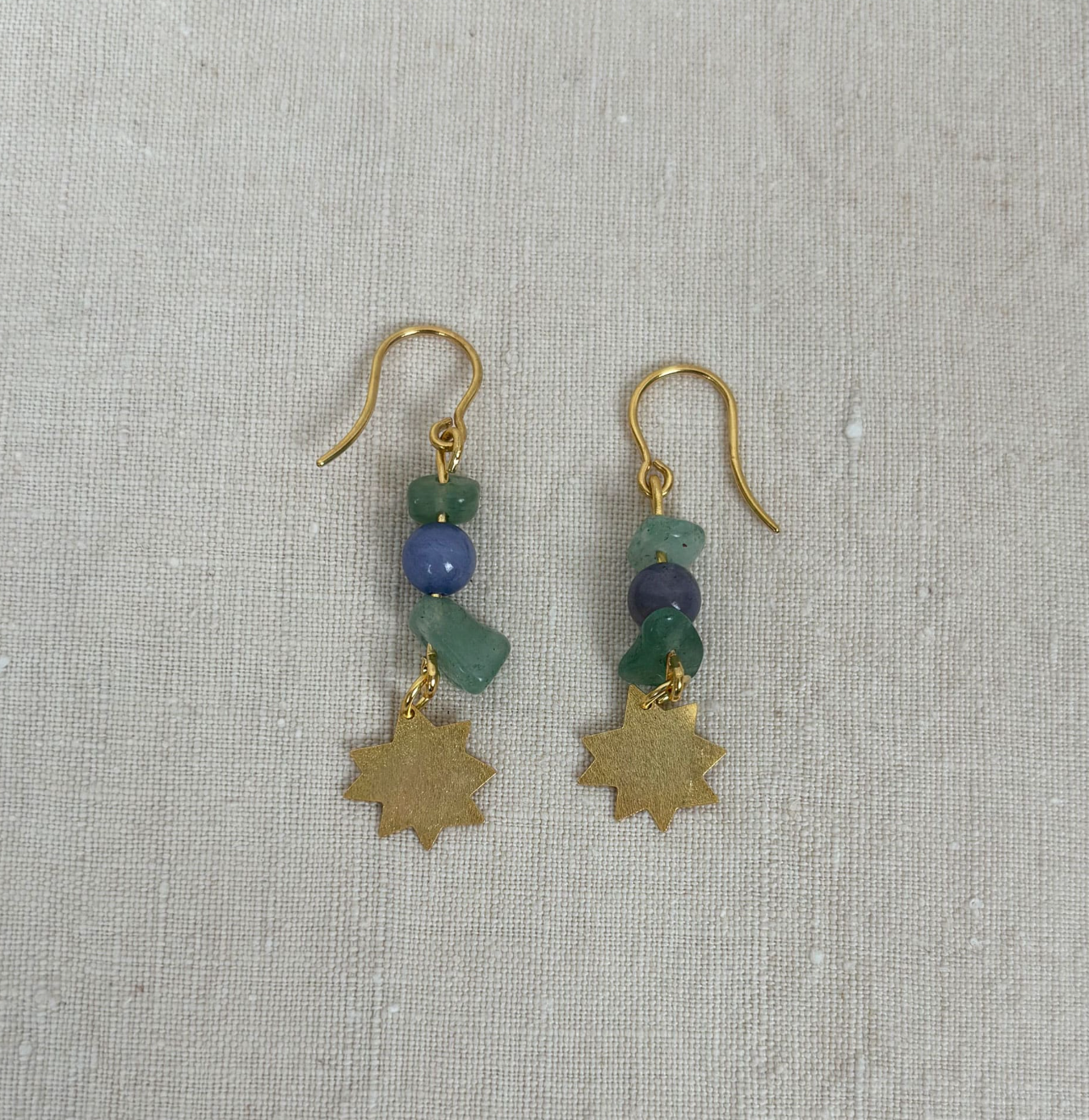 Après Ski Earrings - Estrella in green &amp; blue stones 