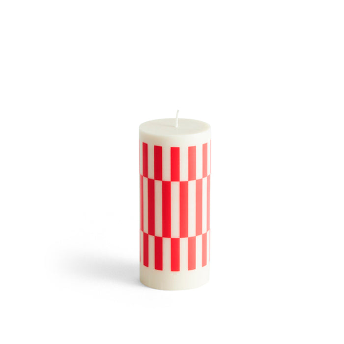 Column Small Candle - Off-white and red