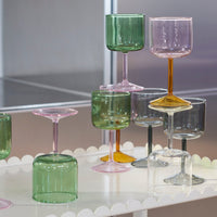 Copas Tint Wine Glass Set de 2 - Green and Pink