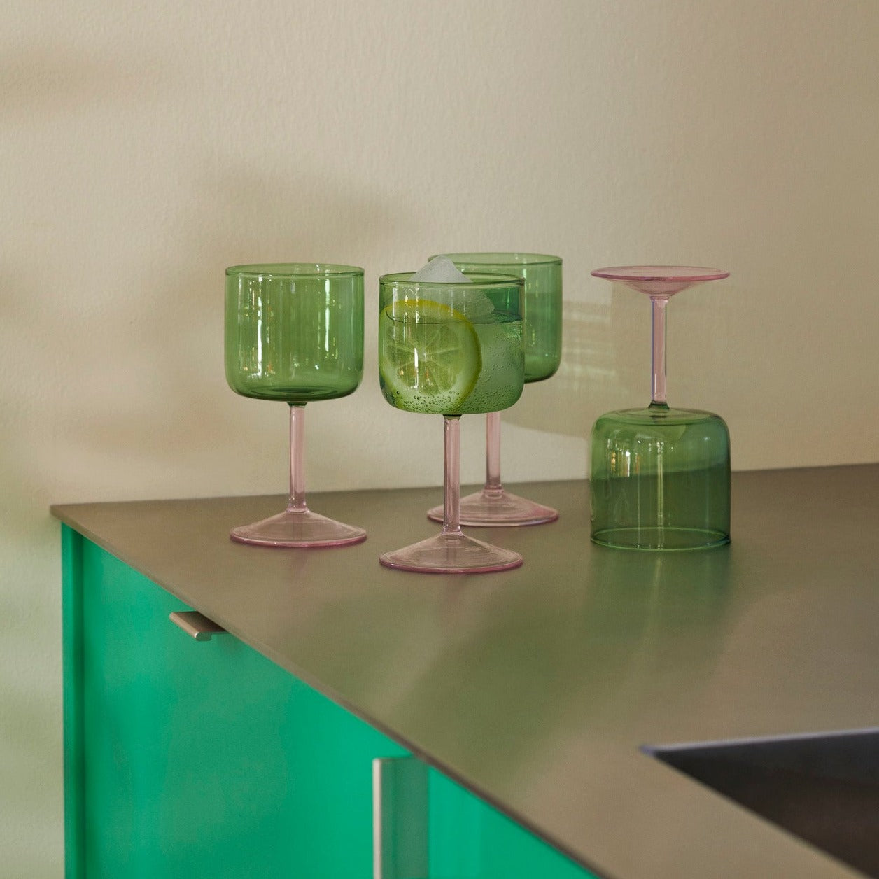 Tint Wine Glass Set of 2 - Green and Pink