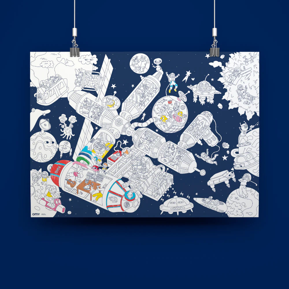 Giant Space Station Poster with OMY Fluorescent Stickers