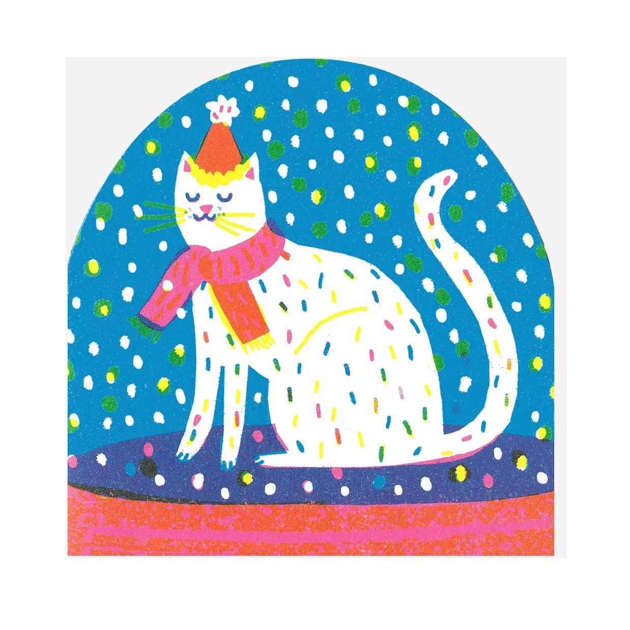 Tarjeta Winter Party Cat Large Snowglobe