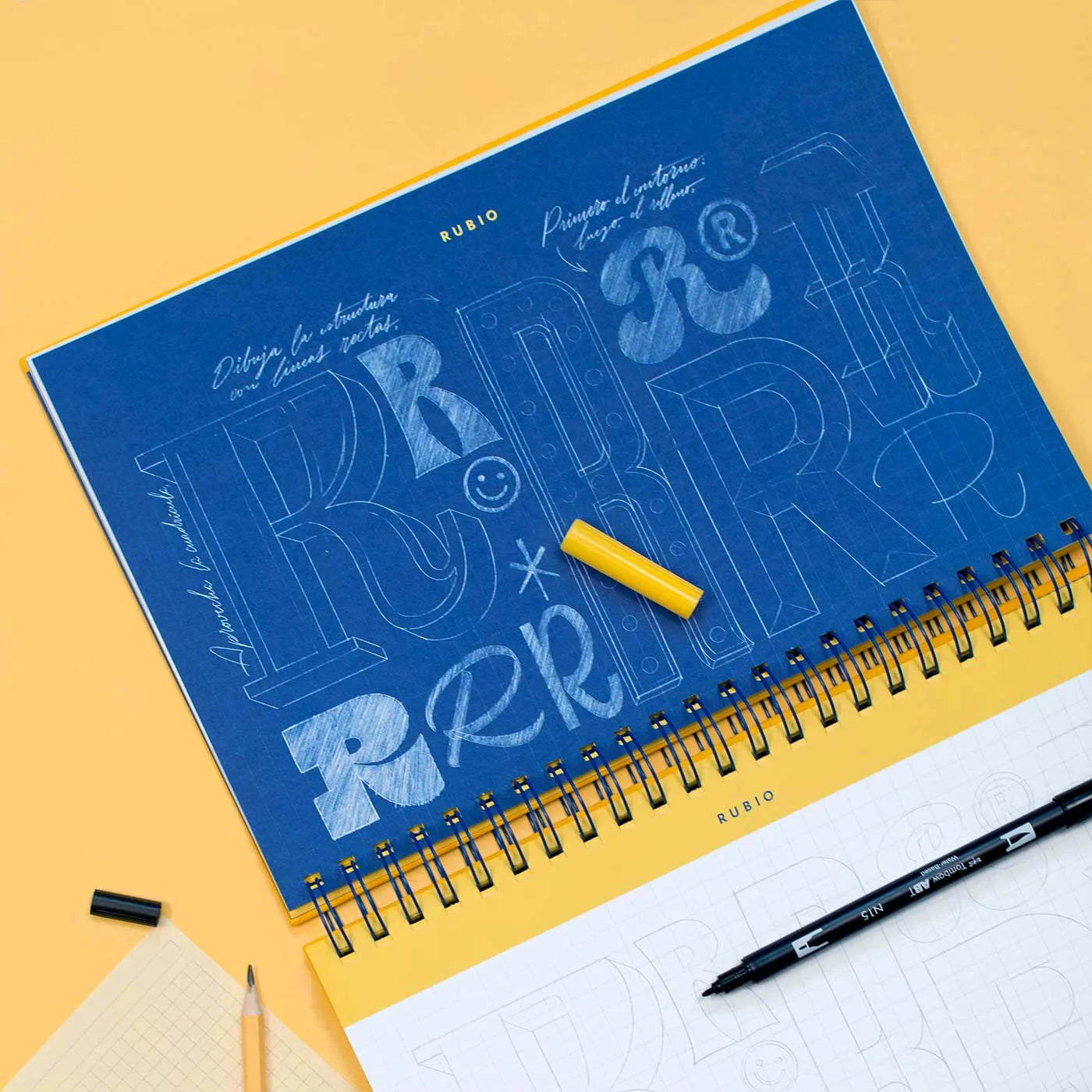 Lettering notebook. Practice creative calligraphy step by step