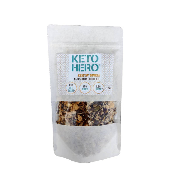 Granola Kicktart + 20% chips chocolate negro Belga - KETO-HERO