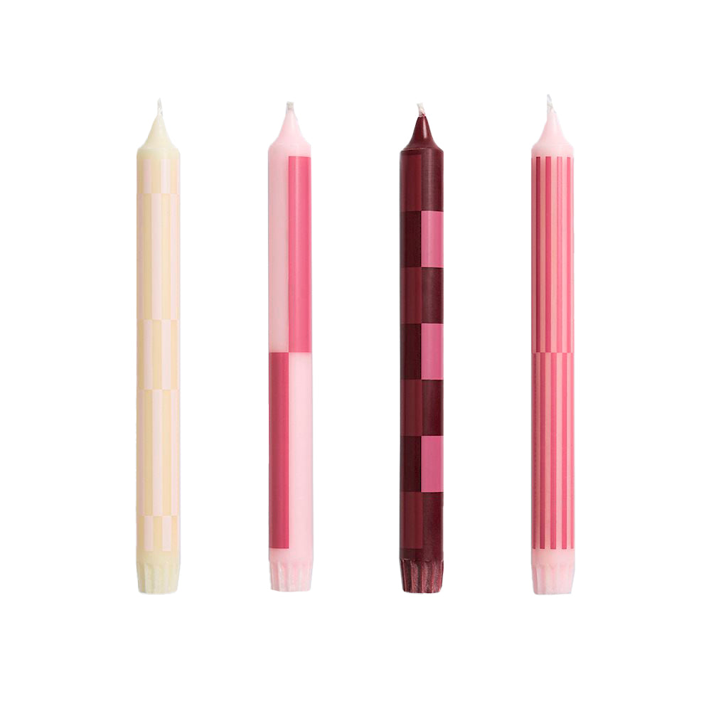 Bougies à motifs, lot de 4