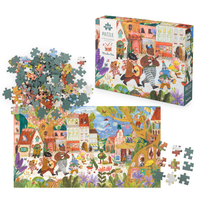 Puzzle 500 piezas La fiesta de la primavera Les Minouchkas - Moulin Roty