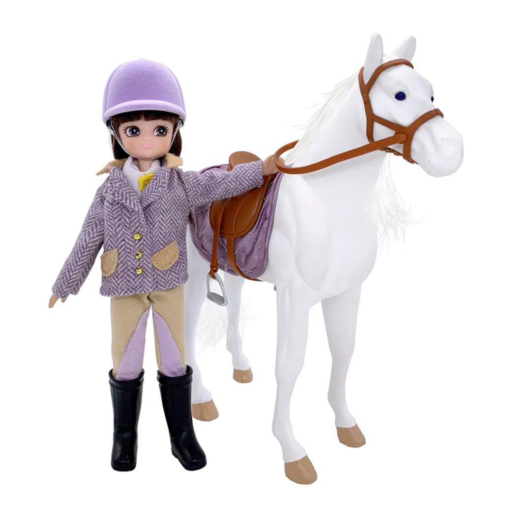 Lottie doll and white pony - Pony Adventures