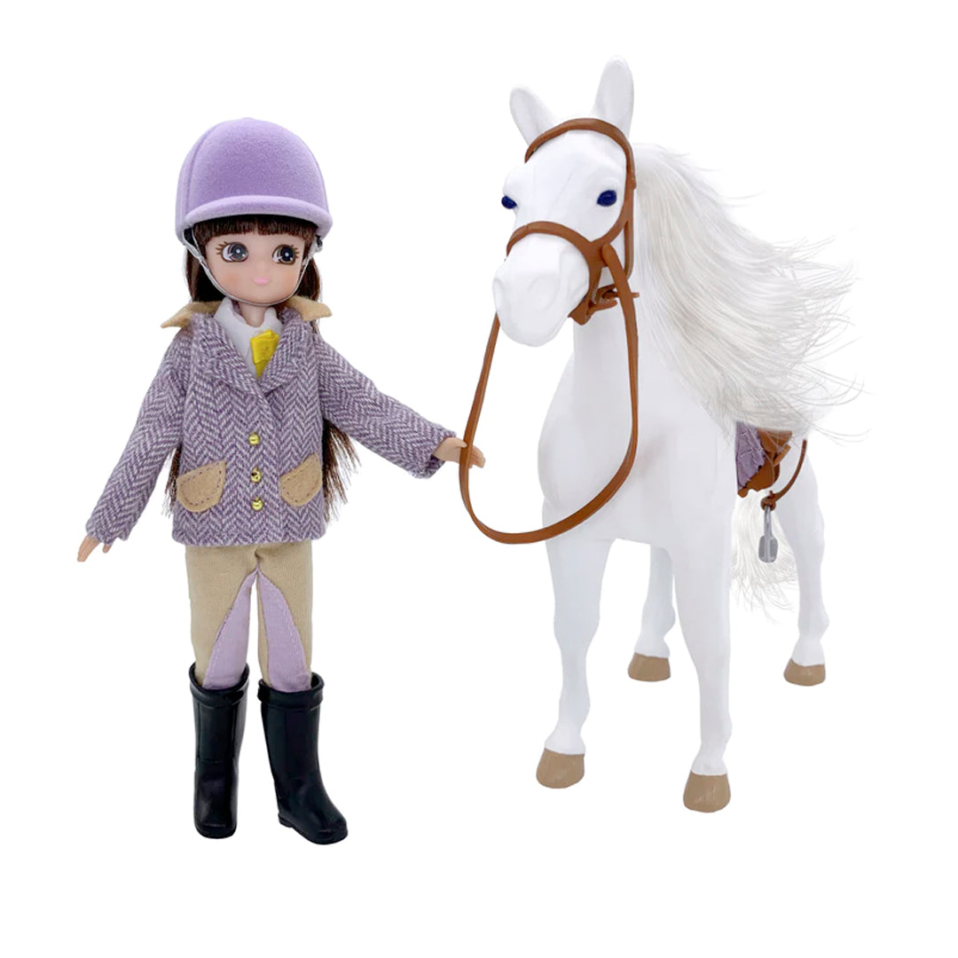 Lottie doll and white pony - Pony Adventures