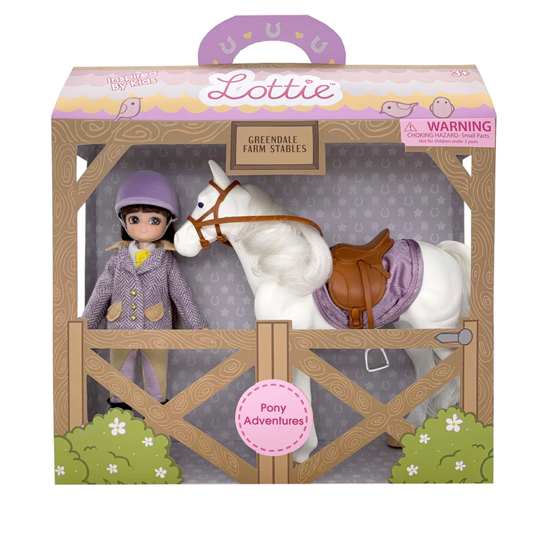Lottie doll and white pony - Pony Adventures
