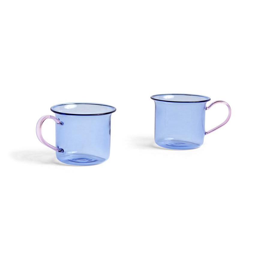 Small Borosilicate Mug set of 2 Blue &amp; Pink
