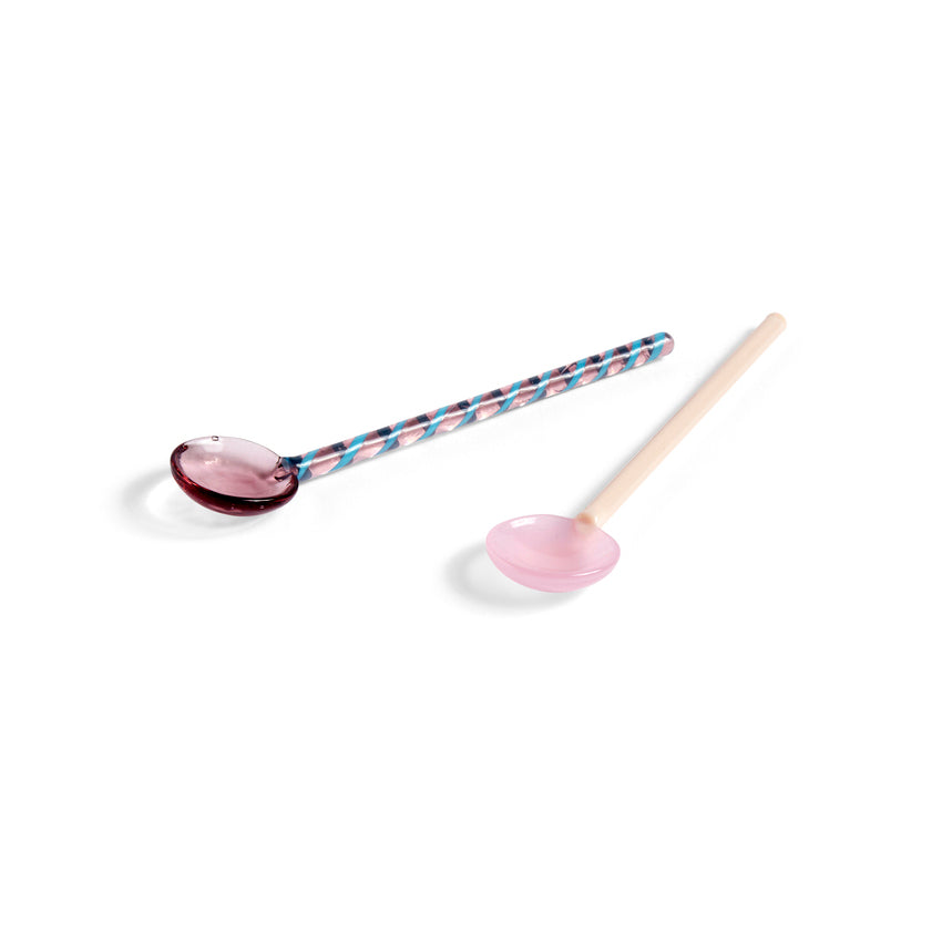 cucharas de cristal round set de 2 Aubergine & Light pink