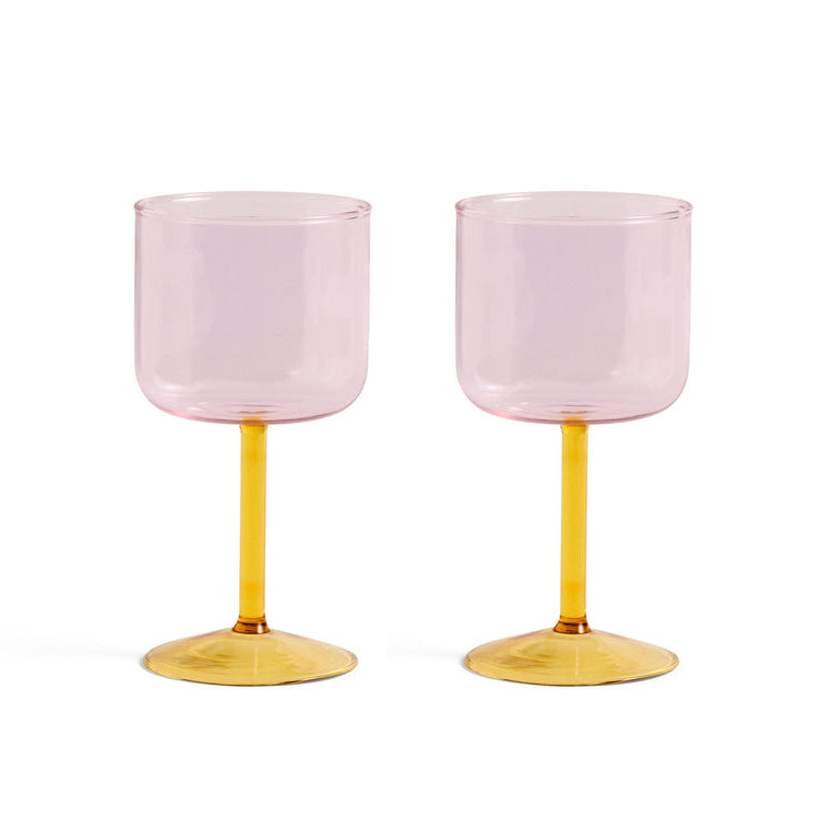 copas Tint Wine Glass Set de 2 - Rosa y amarillo