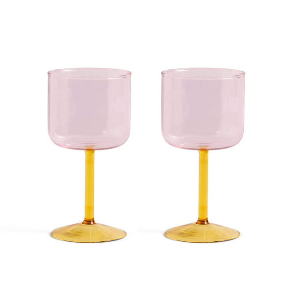 Tint Wine Glass Set of 2 - Pink and Yellow