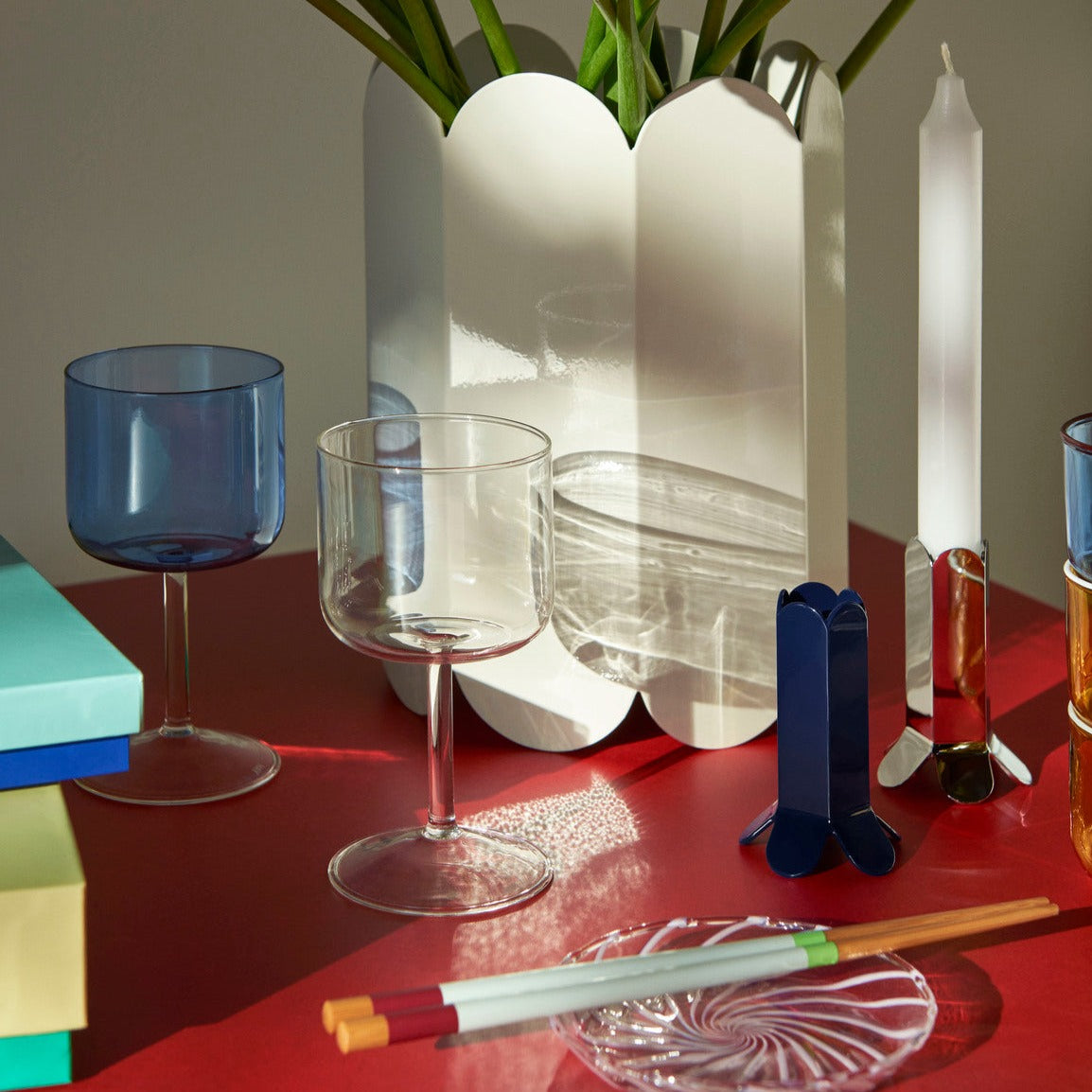 copas Tint Wine Glass Set de 2 - azul y transparente
