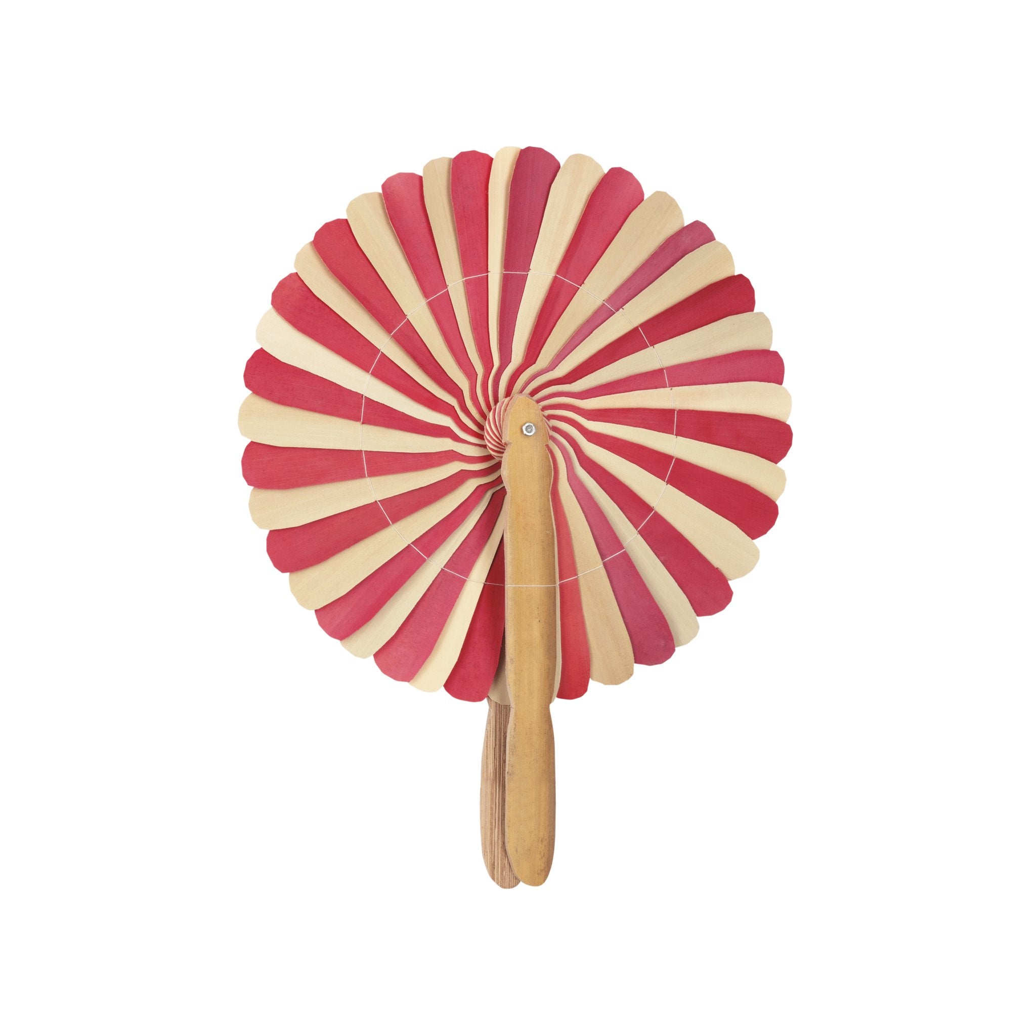 Bamboo fan - Red &amp; natural
