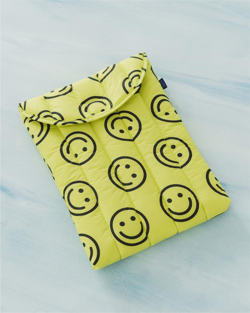 Housse gonflée pour ordinateur portable 13"/14" BAGGU - Happy Smiley Jaune