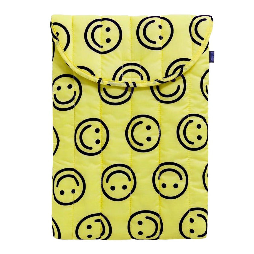 Housse gonflée pour ordinateur portable 16" BAGGU - Jaune Happy Smiley