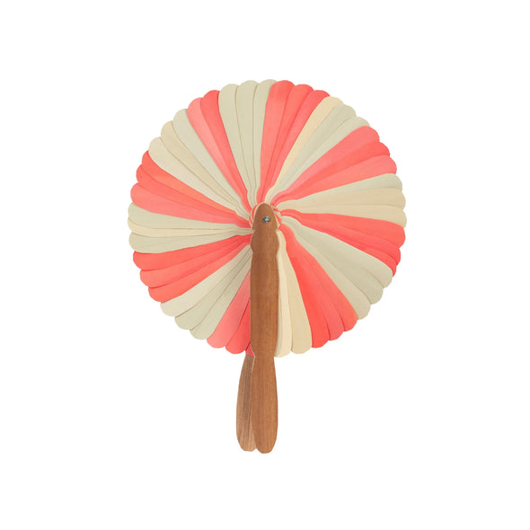 Abanico de bambú - Coral & natural