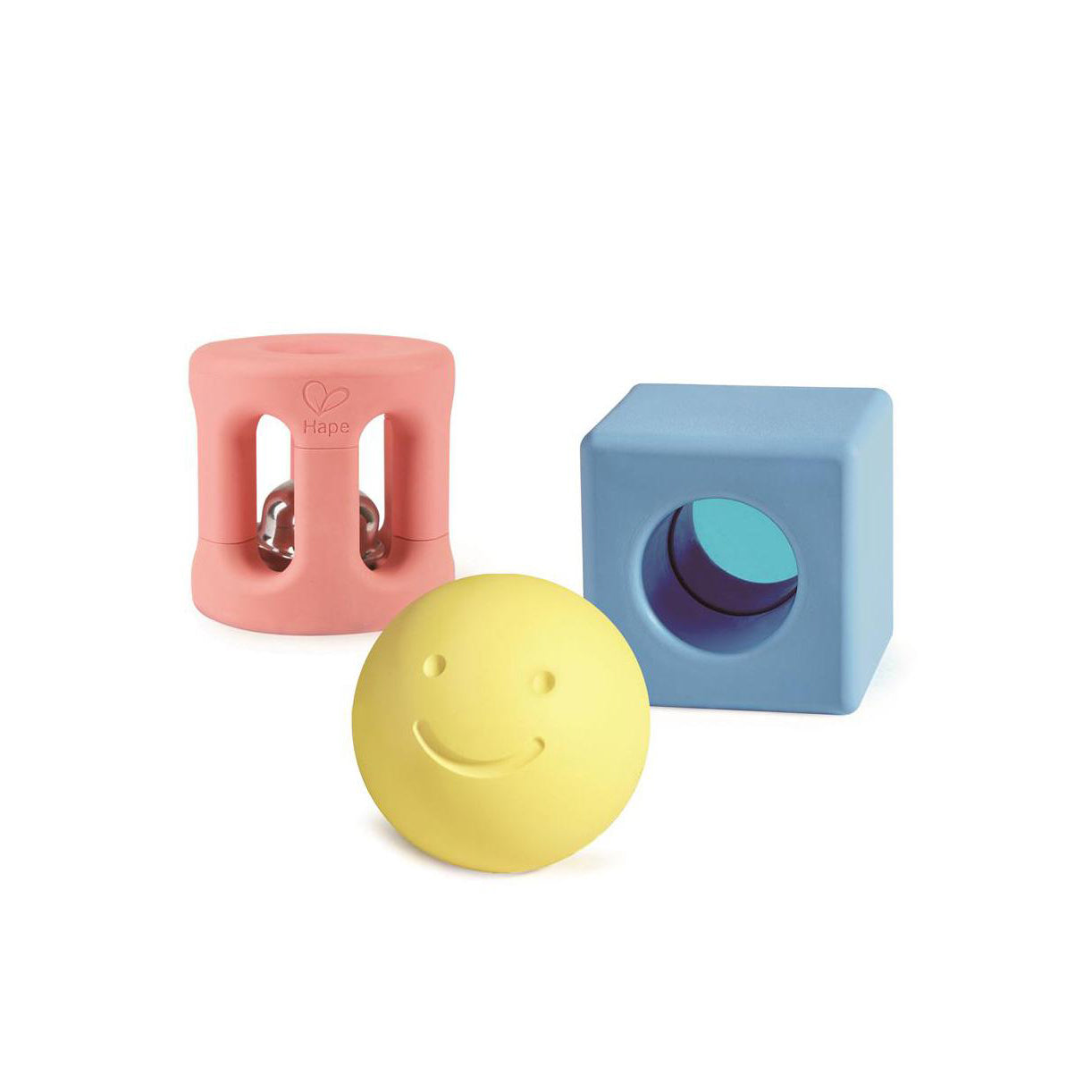 Geometric Smiley Twist and Turnables Rattles Set of 3