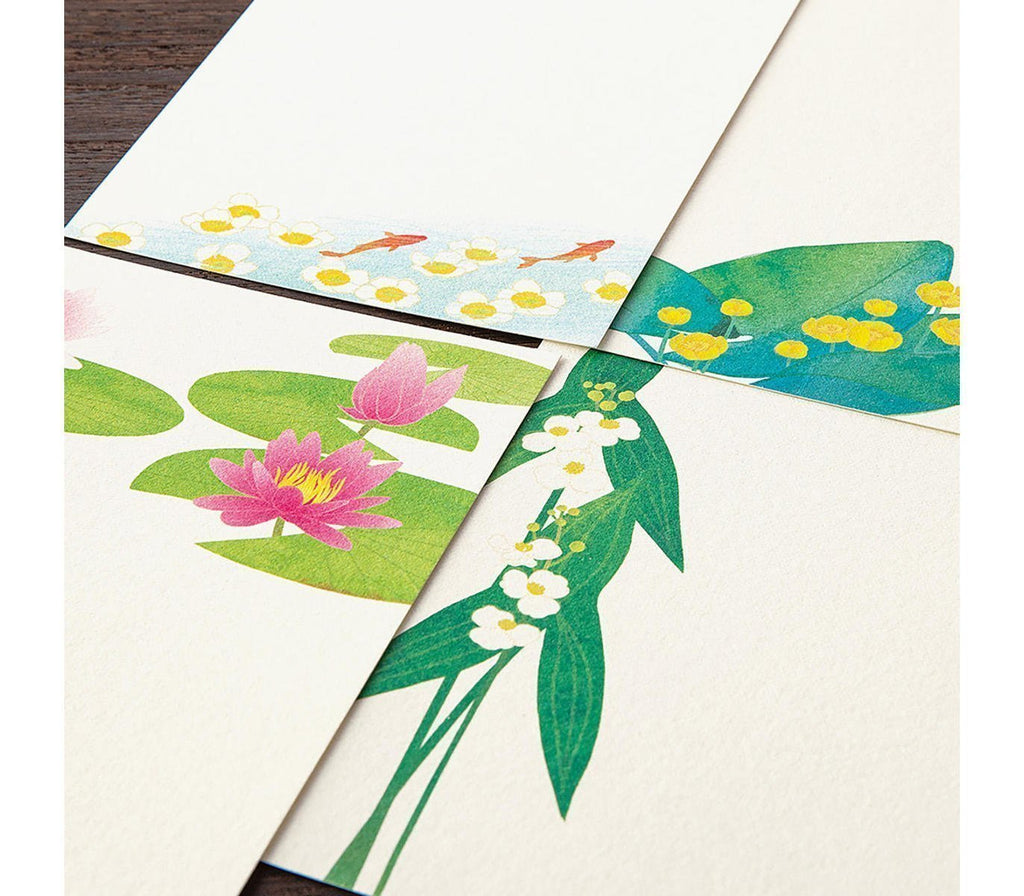 Postcard Pad 647 Four Designs Waterside Flowers